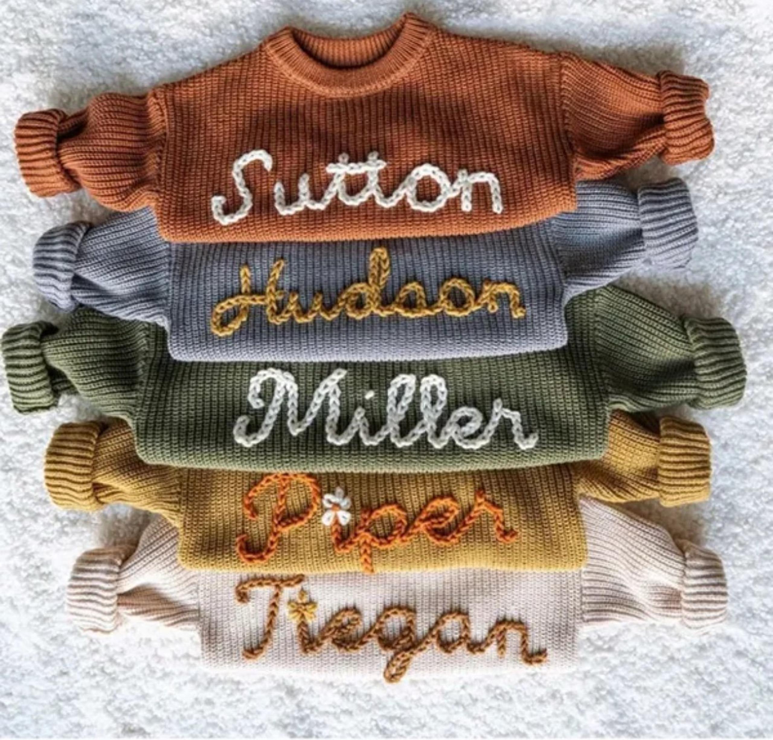 Hand Embroidered name sweaters