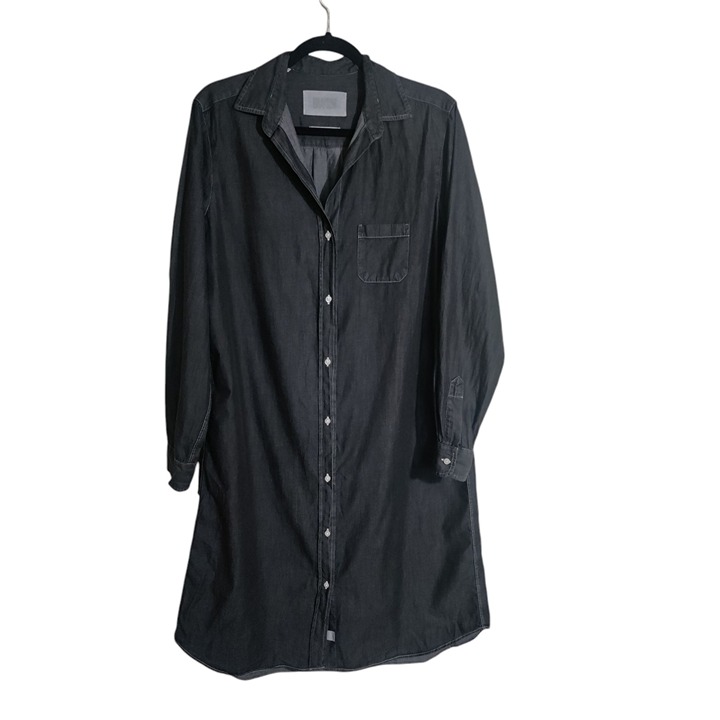 Grayson Gray Cotton Long Sleeve Button Front Midi Shirt Dress Size 3