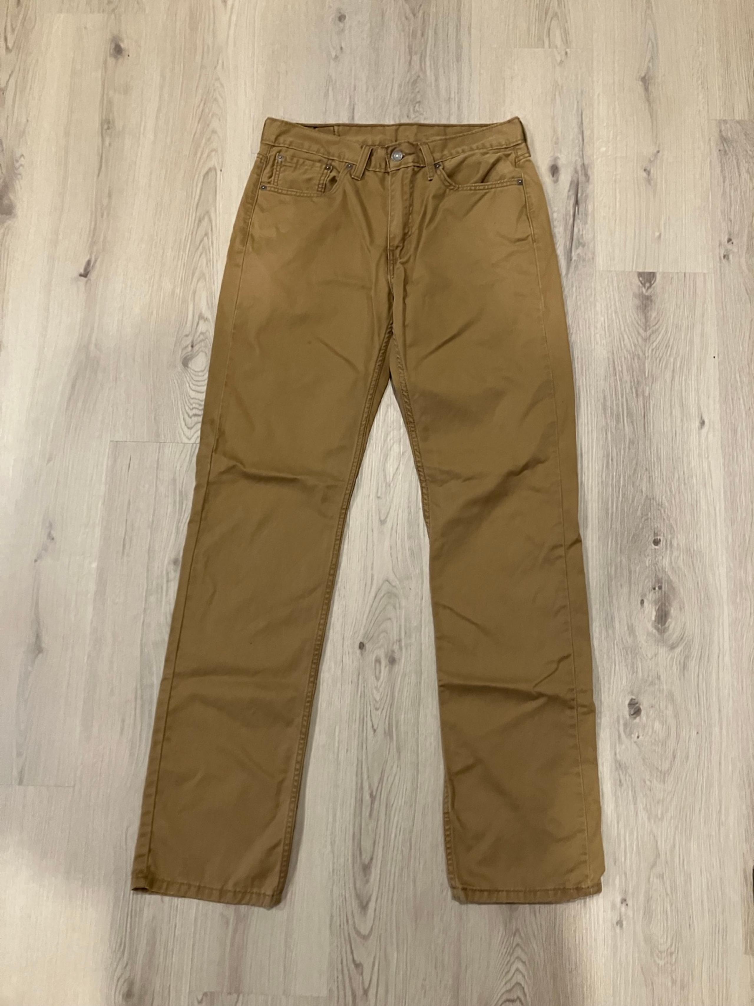 Levi's 514 Straight Fit Jeans Men White Tab Dark Khaki Brown Pant Size 32x36