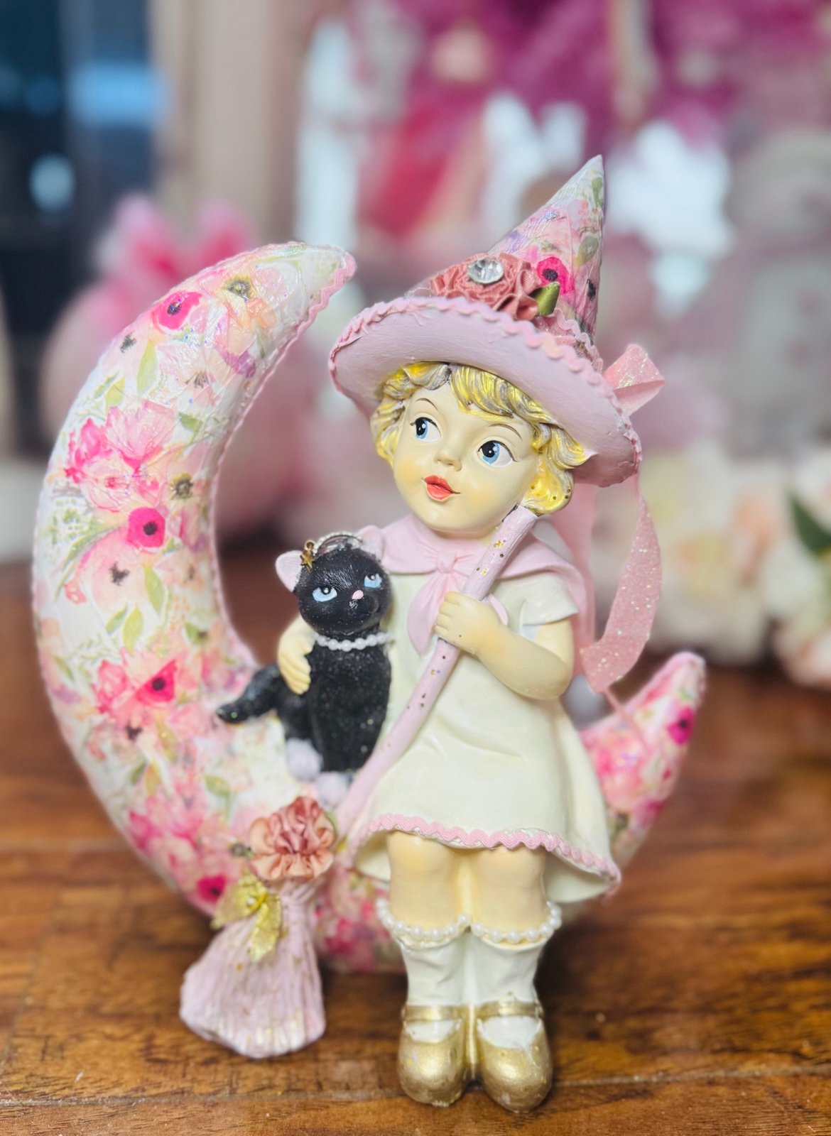 Halloween Custom Young witch  on moon