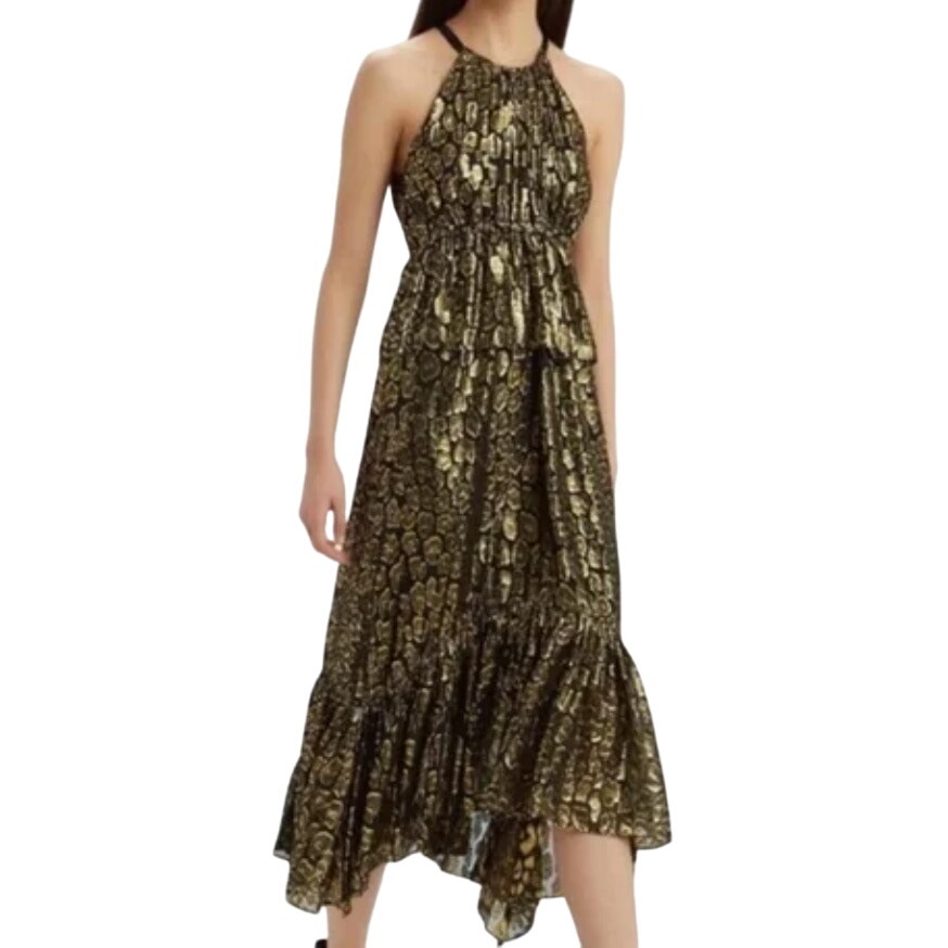 A.L.C. 4 NEW Black Gold Metallic Leopard Dress Rosa Diamond Cocktail