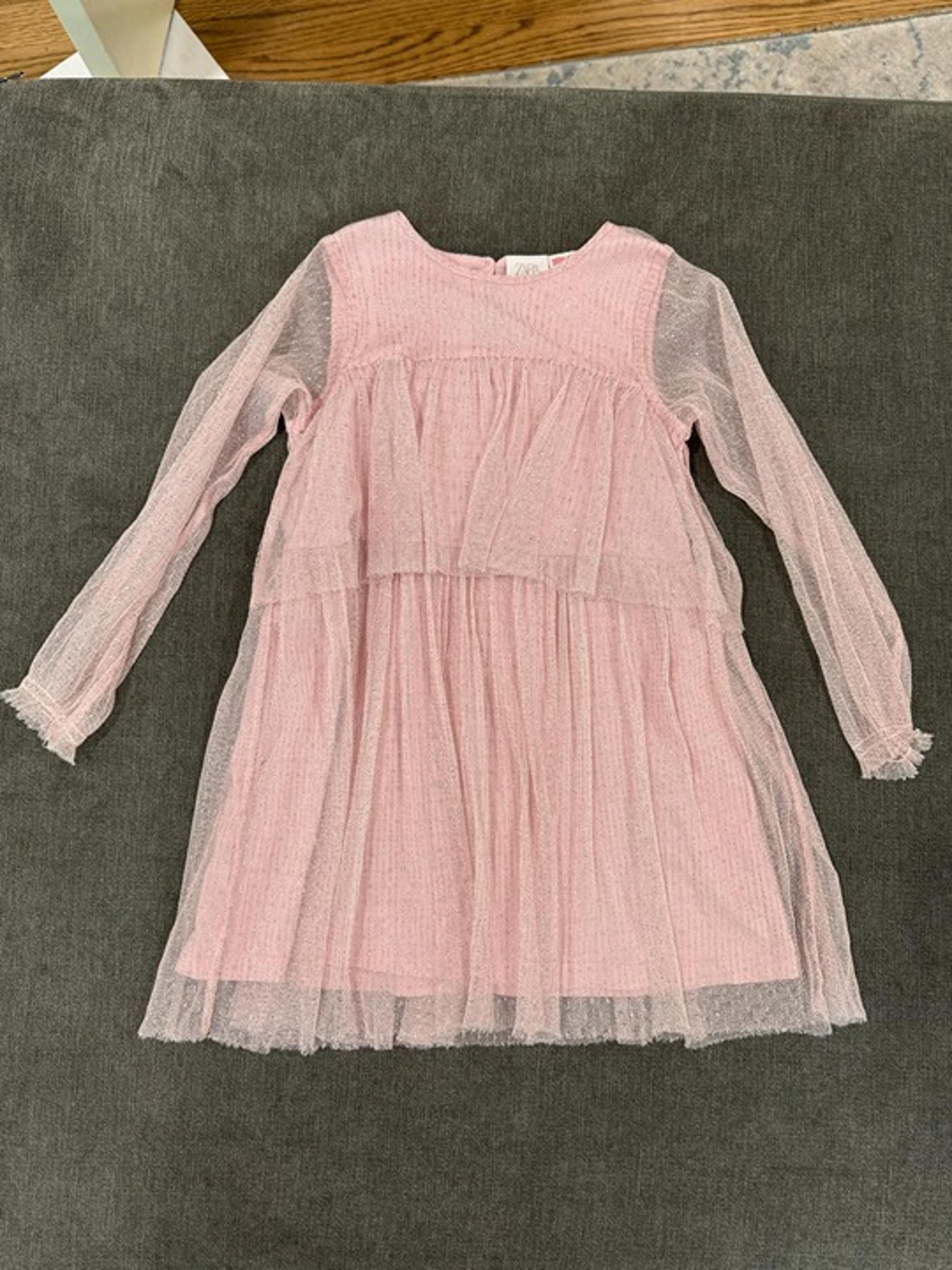 Zara Pink Tulle Party Dress Size 4-5Y NWOT Sparkly Shimmer Layered Twirl