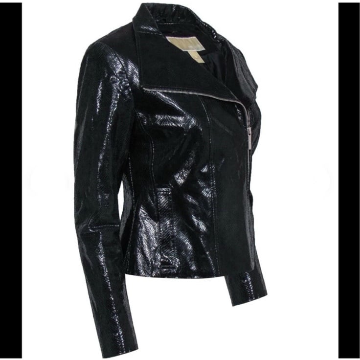 Michael kors Black genuine embossed leather jacket
