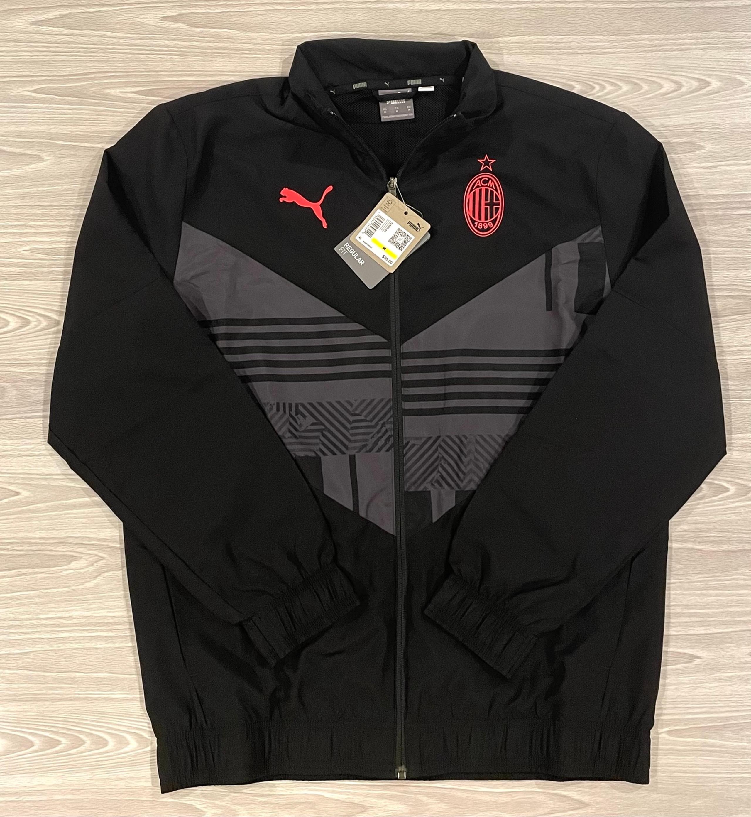 Puma 2022/23 AC Milan Prematch Full Zip Jacket Black Red Men's Size Medium