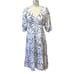 Trina Turk Out of Office 100% Linen Palm Front Print Midi Dress Size Small