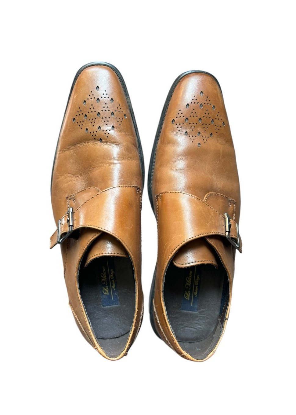 La Milano Chestnut Brown Monk Loafers Size 10 Single Buckle Shoes