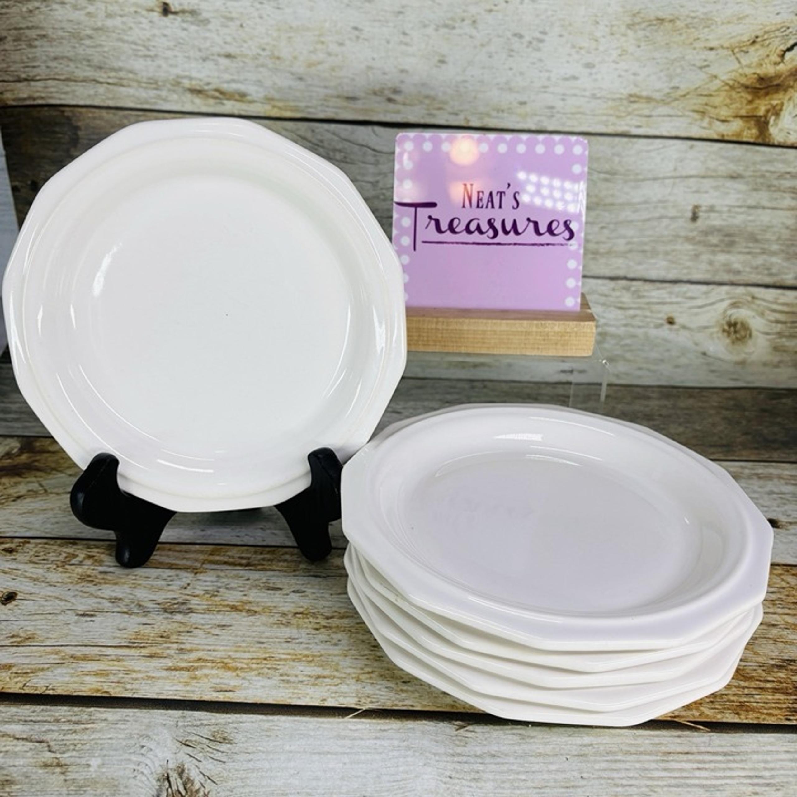Pfaltzgraff HERITAGE WHITE Multisided Castle Mark Stoneware Salad Plates Set 6