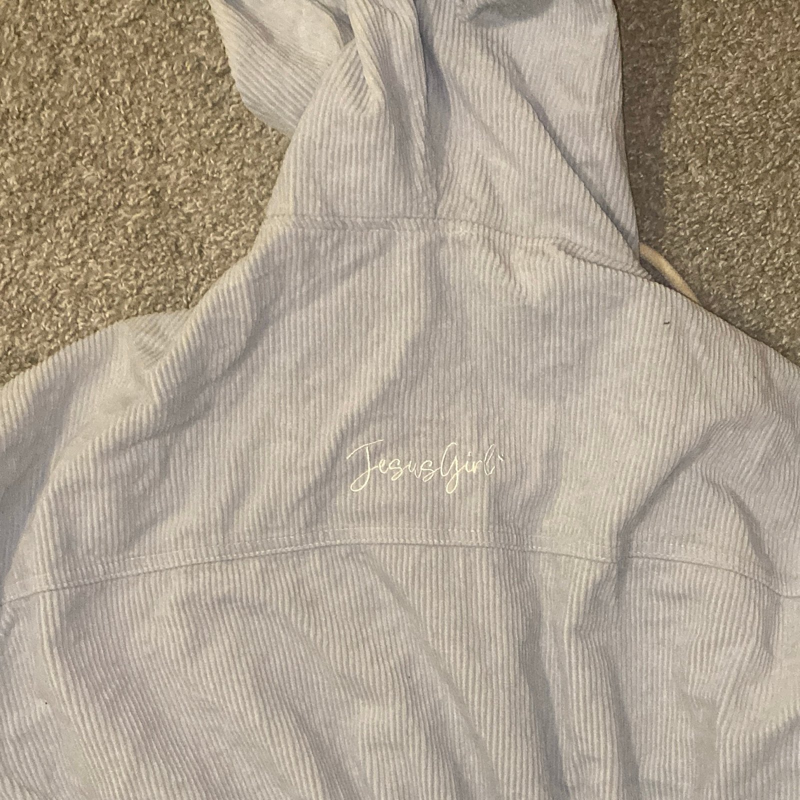 Christian Embroidered Corduroy Shorts and Hoodie, 'Jesus Gal' on back of both