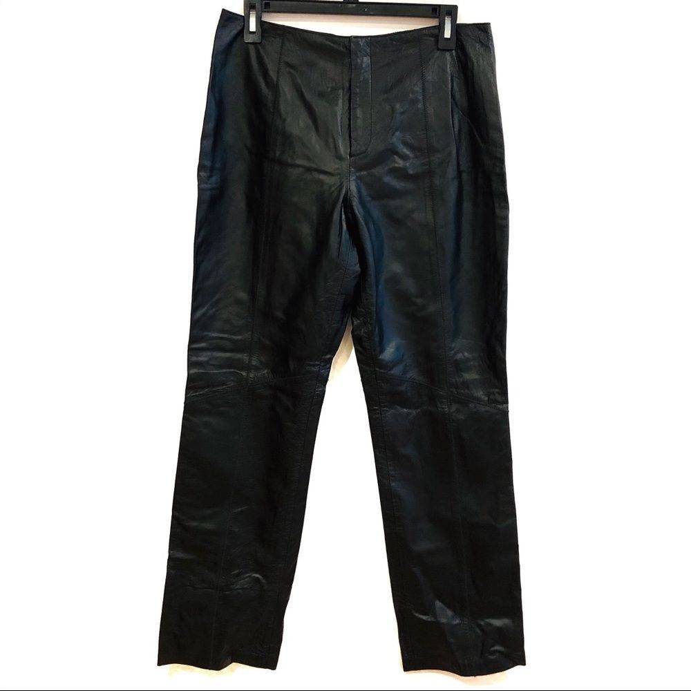 100% Leather High Rise Pants Nine West