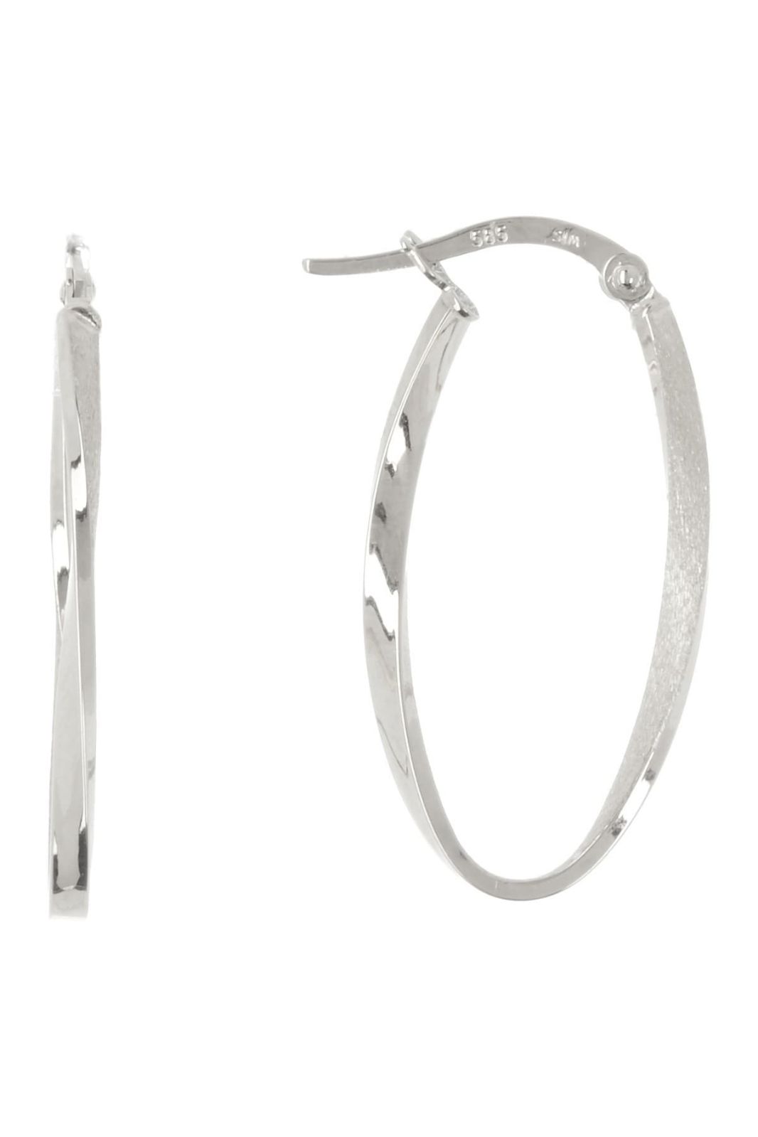 BREUNING 14K White Gold Hoop Earrings