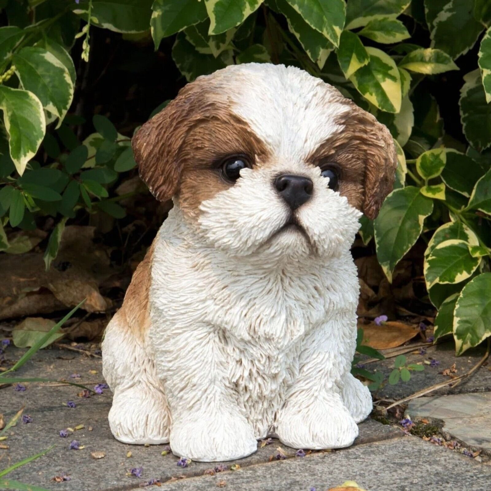 Realistic Sitting Shih Tzu Puppy Dog Garden Statue Sculpture Home Art Decor