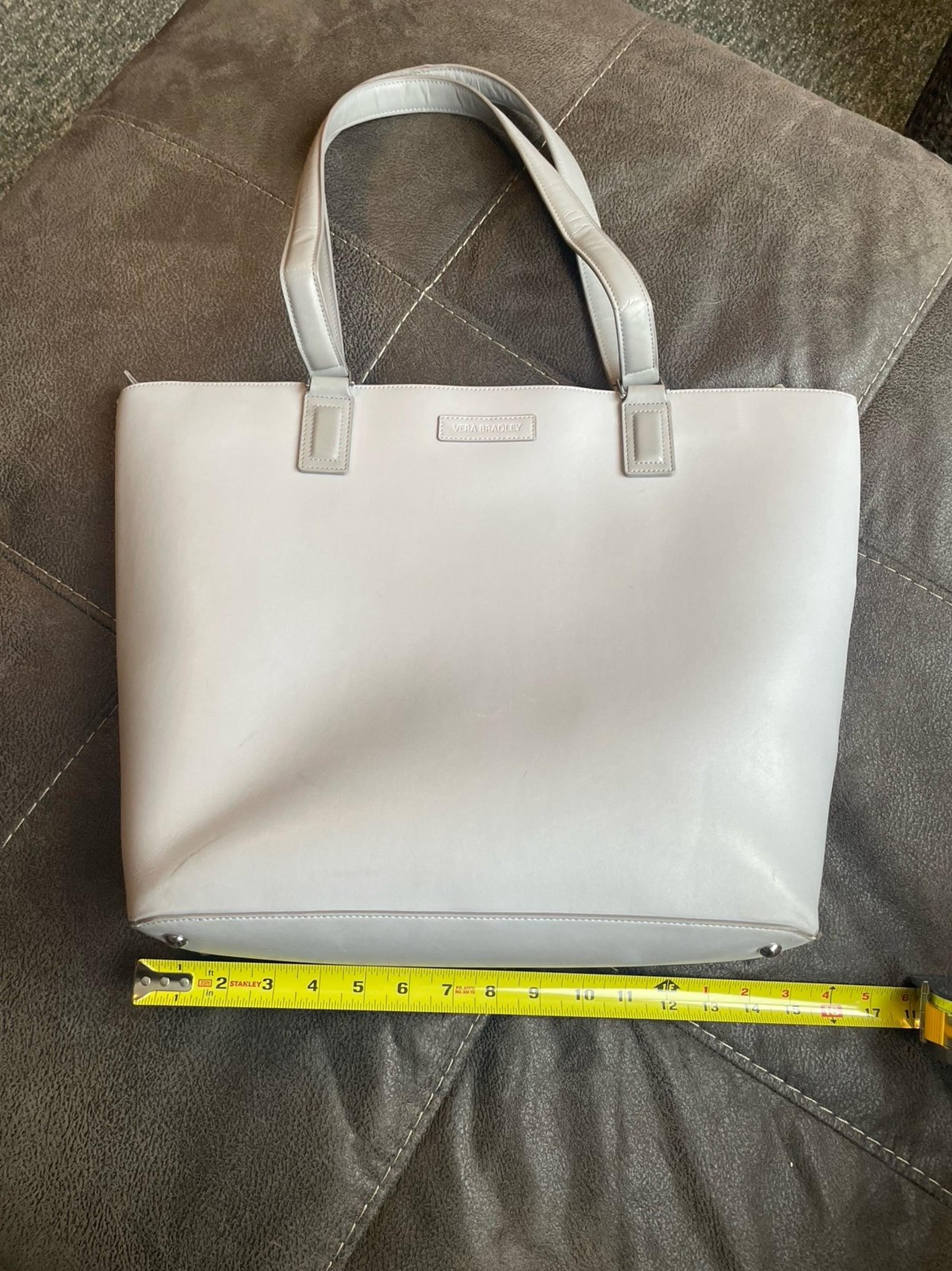 Vera Bradley Faux Leather Large Composition Tote Bag - Dove Gray