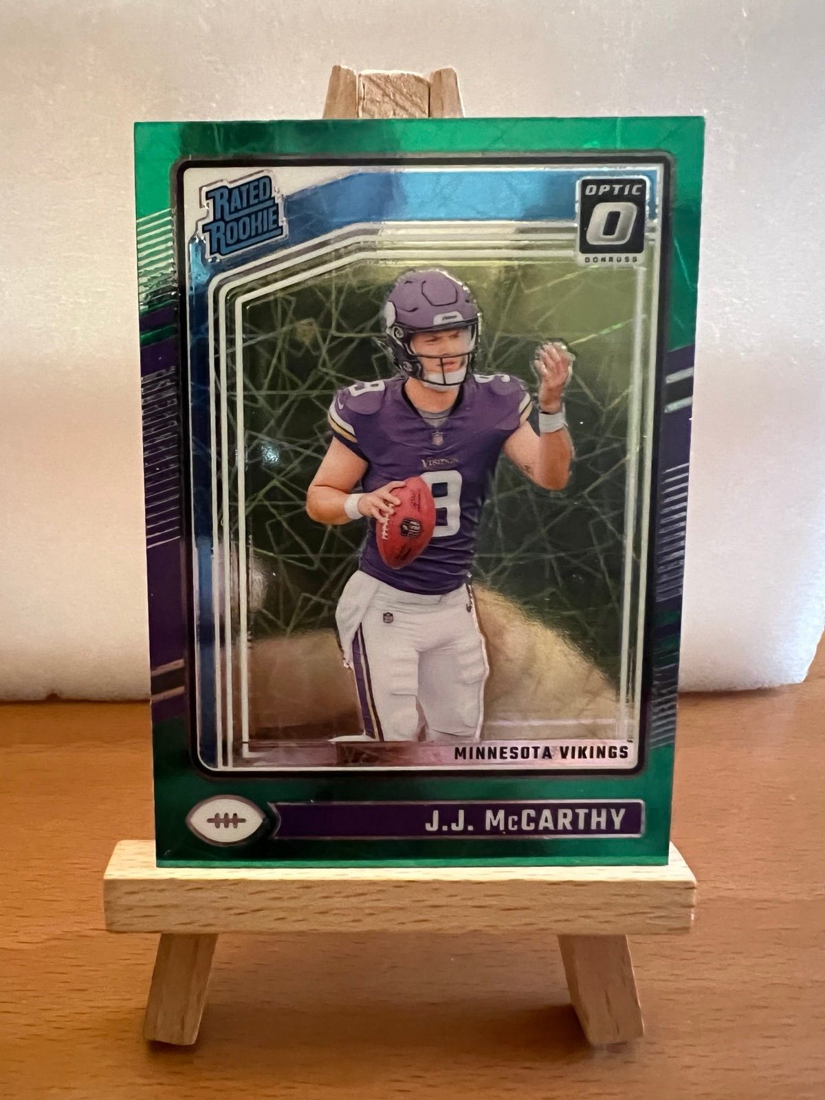 2024 Optic Football JJ McCarthy Green Velocity Rated Rookie Card