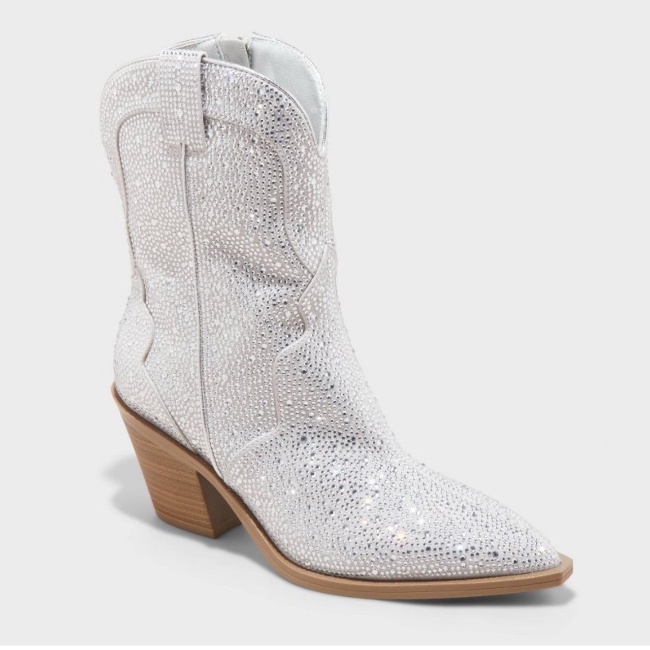 Women's Jacey Rhinestone Western Ankle Boots Silver - Universal Thread- SIZE 8