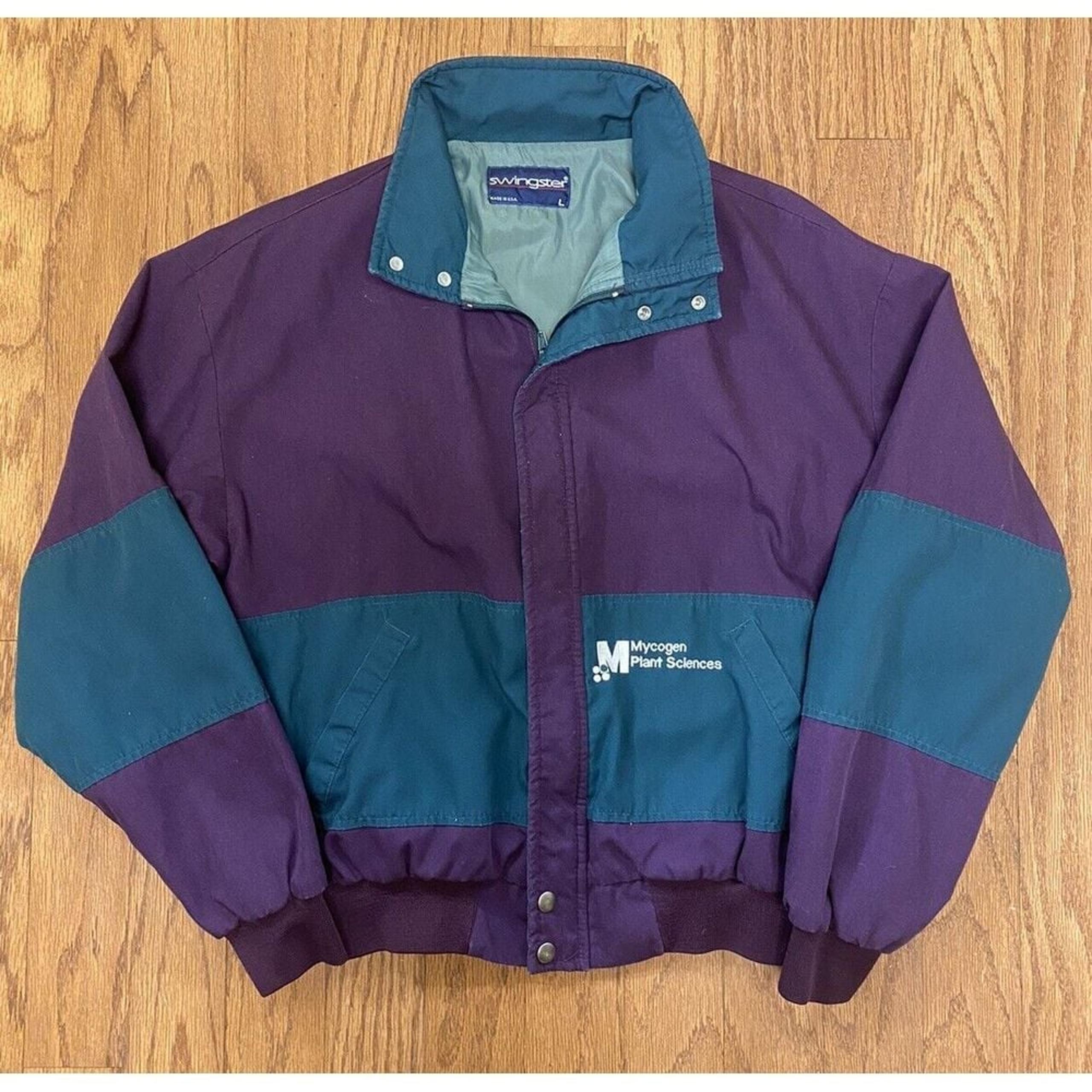 Vintage Swingster Softshell Windbreaker Jacket Men Large Embroidered Purple USA