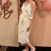 Badgley Mischka Scupture Bow-Front Strapless Dress, White