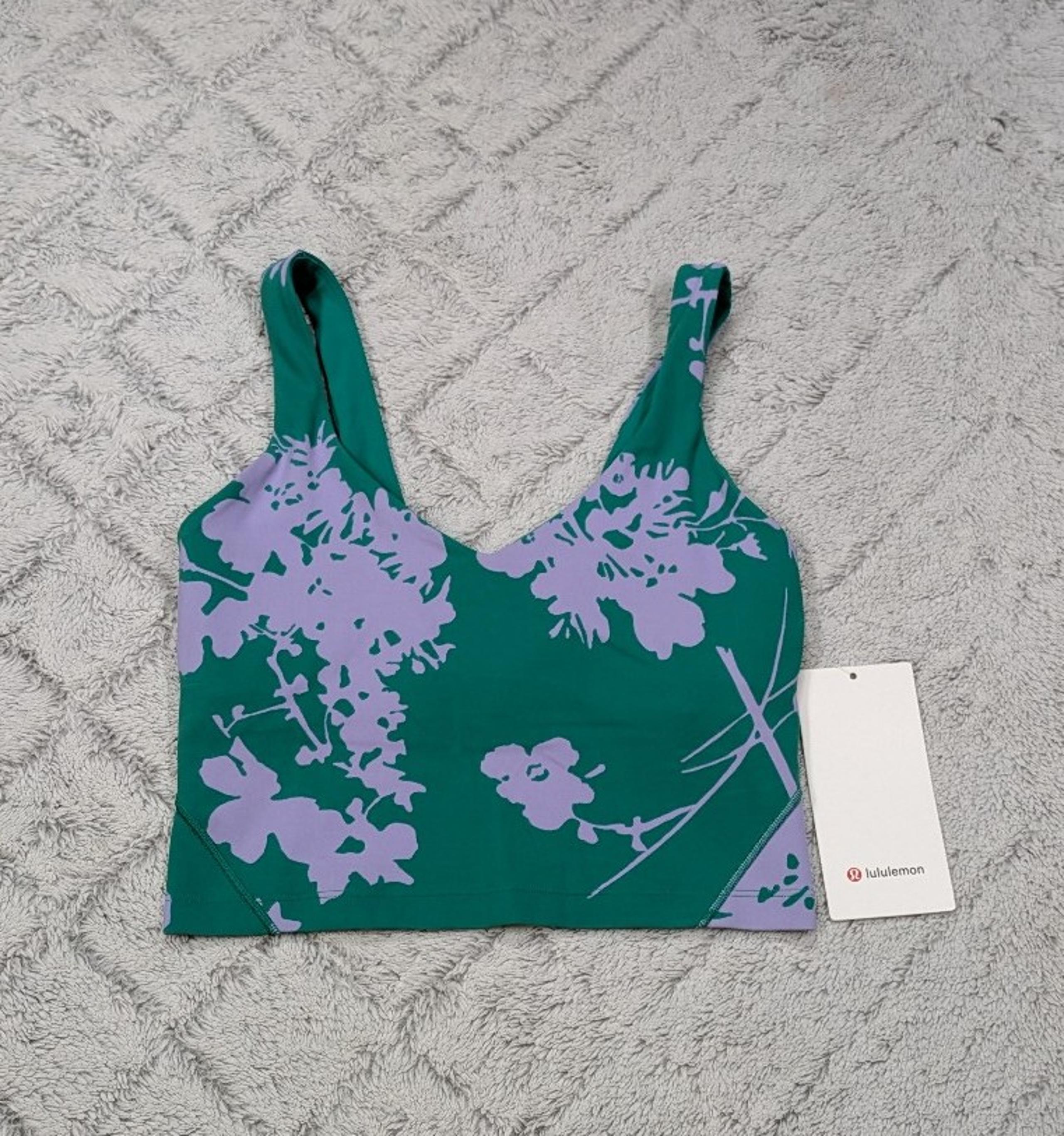 Lululemon Top Women's 4 Green Blossom Align Tank Max Lilac Smoke Kelly Nulu Crop