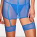 FREDERICK’S OF HOLLYWOOD LINGERIE Blue Mesh Chemise Body Suit & Garter Leg Ring