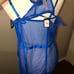 FREDERICK’S OF HOLLYWOOD LINGERIE Blue Mesh Chemise Body Suit & Garter Leg Ring