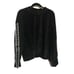 Champion Velour Logo Tape Cropped Sweatshirt Women's XL Black White Crewneck