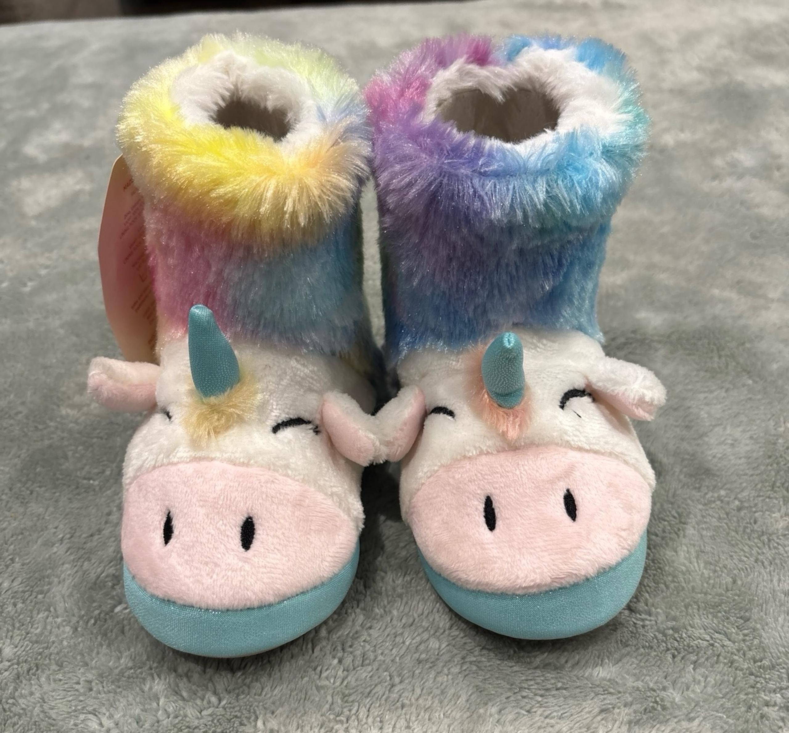 Girls Totes Toasties Kids Slippers Rainbow Unicorn Boots Bedroom Shoes NWT