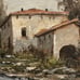 Signed Original Oil Painting Italian Lakeside House Boat Landscape 27” x 23”