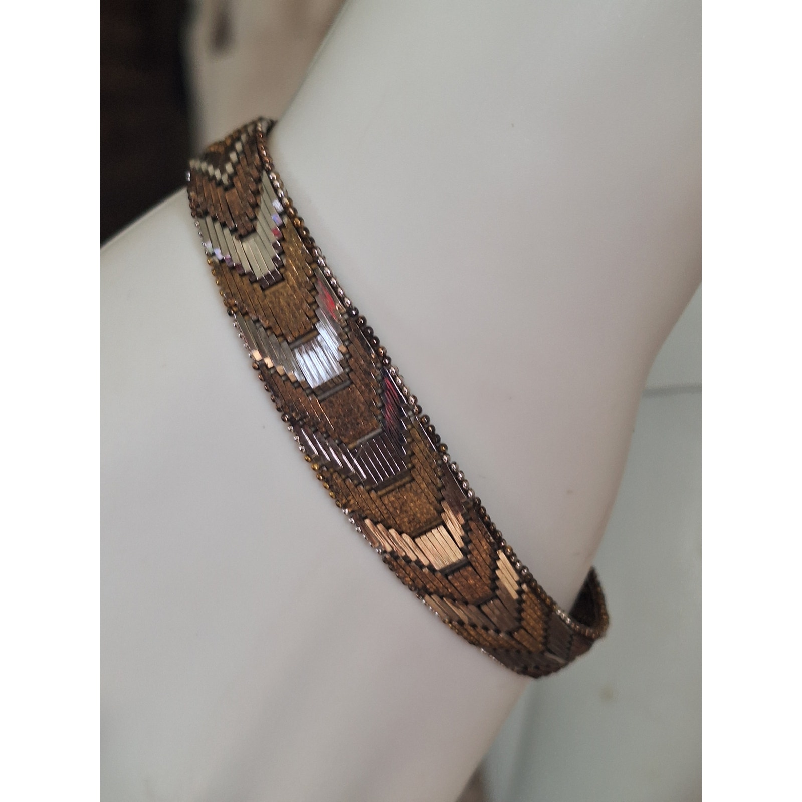 Sterling Silver 2 Tone Gold Tapered Bracelet Size 7“ 925 & Milor Vintage!