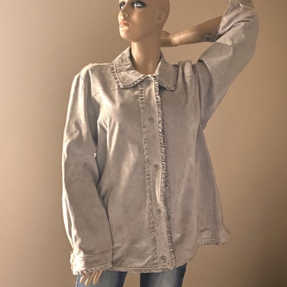 Pamela McCoy Leather Button Down Coat | Jacket