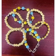 NWT Lot of 6 Assorted Yellow & Turquoise blue Erimish Beaded Stack Bracelets