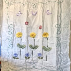 Ladybug, Butterfly and Floral Appliqué Nursery Throw Blanket ~ 50 x60