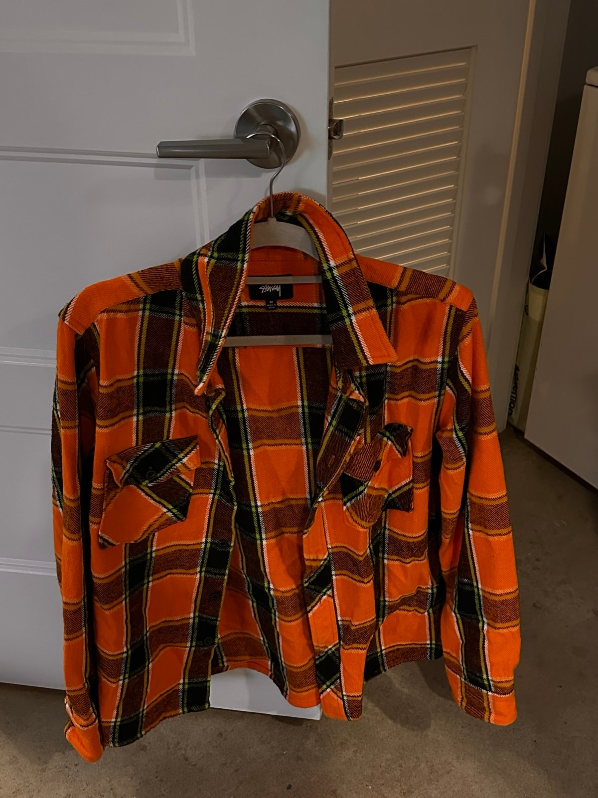 Stussy Orange Checkered Flannel Shirt M