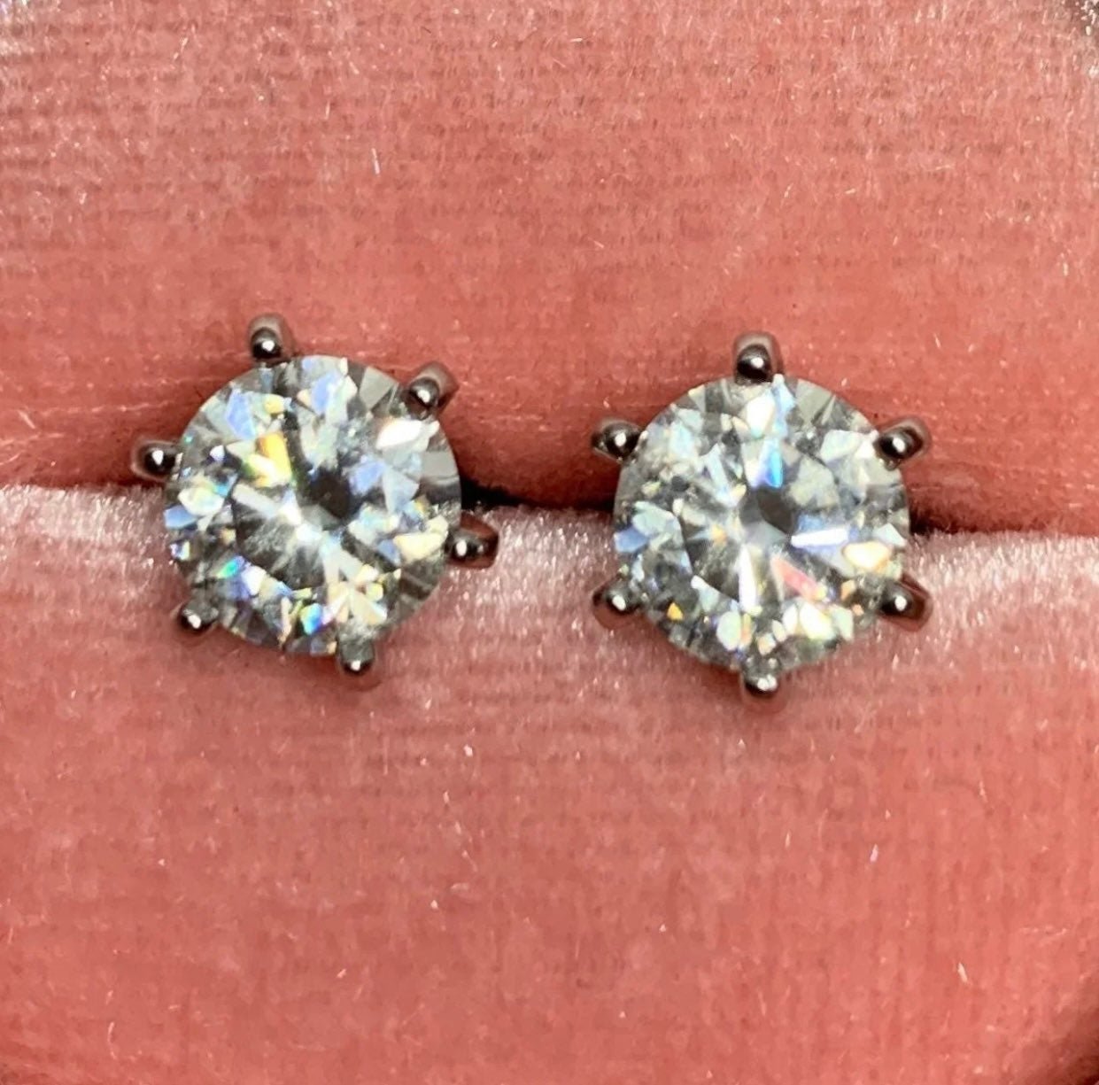 2CT REAL Diamond Earrings 18k White Gold