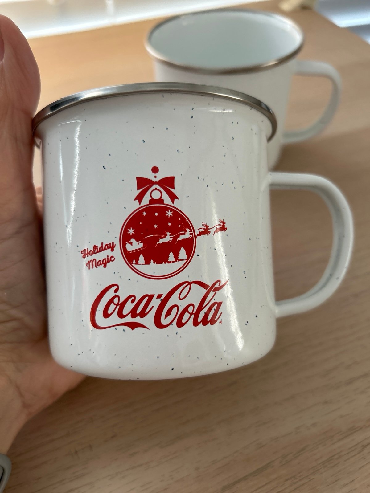 Set of 2 Coca-Cola Enamel Mugs – Limited Edition Christmas Collection