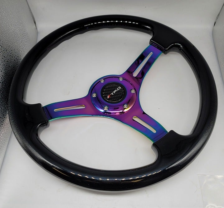 BRAND NEW 350MM 14 Universal TRD ABS Racing Steering Wheel Black With Neo Spoke