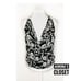 Cecily Brown XL Black Beaded Top Floral Cowl White Silk Sleeveless 90's