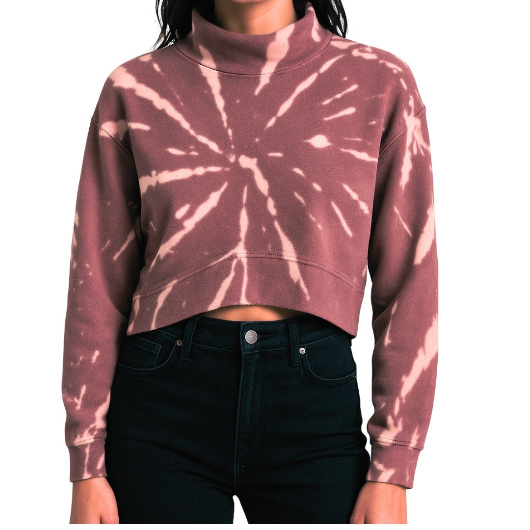 525 America Tie-Dye Funnel/Mock-Neck Cropped Sweatshirt XS NWT (Revolve $1199)