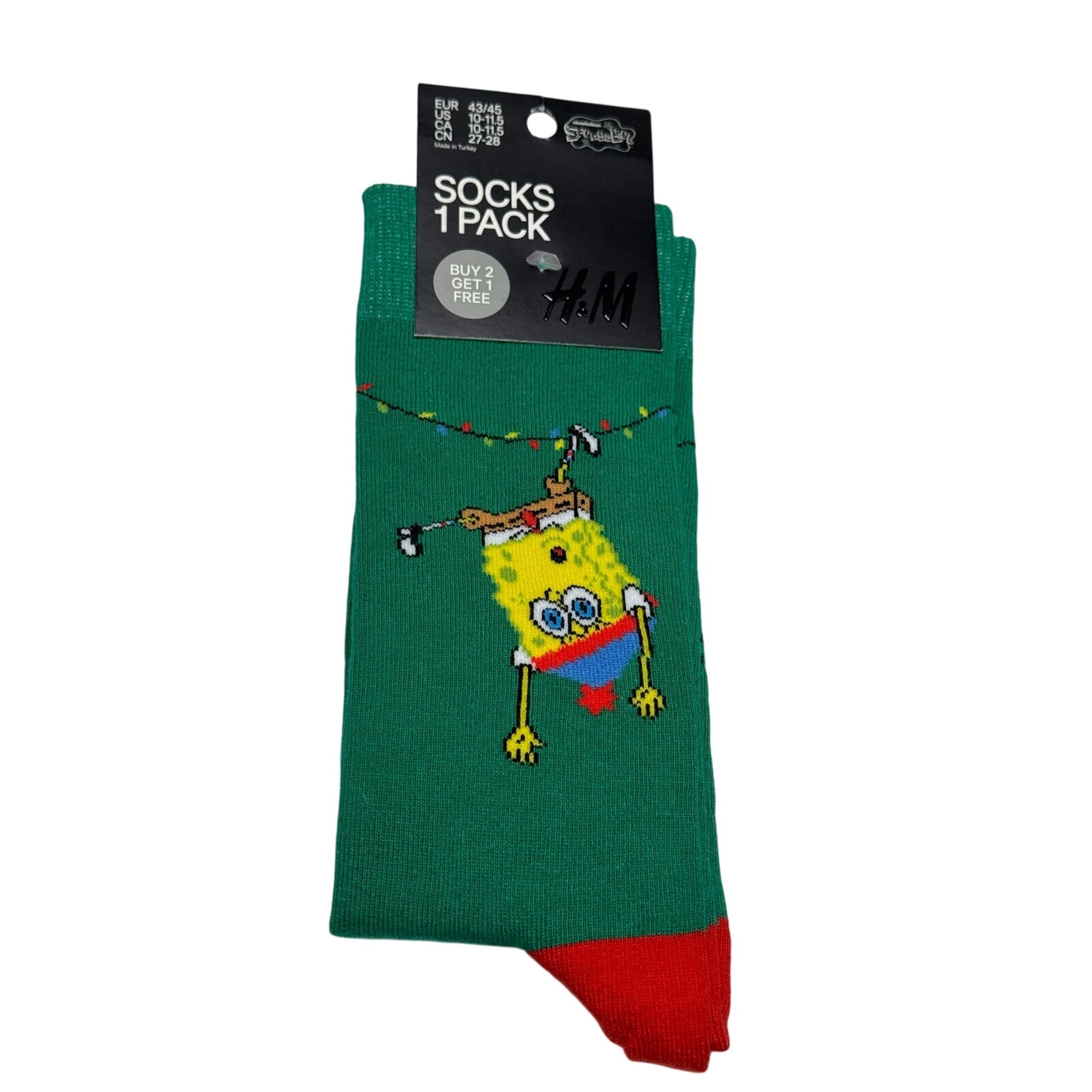 H&M Sponge Bob Christmas Trouser Socks 1 Pair socks size 10-11.5