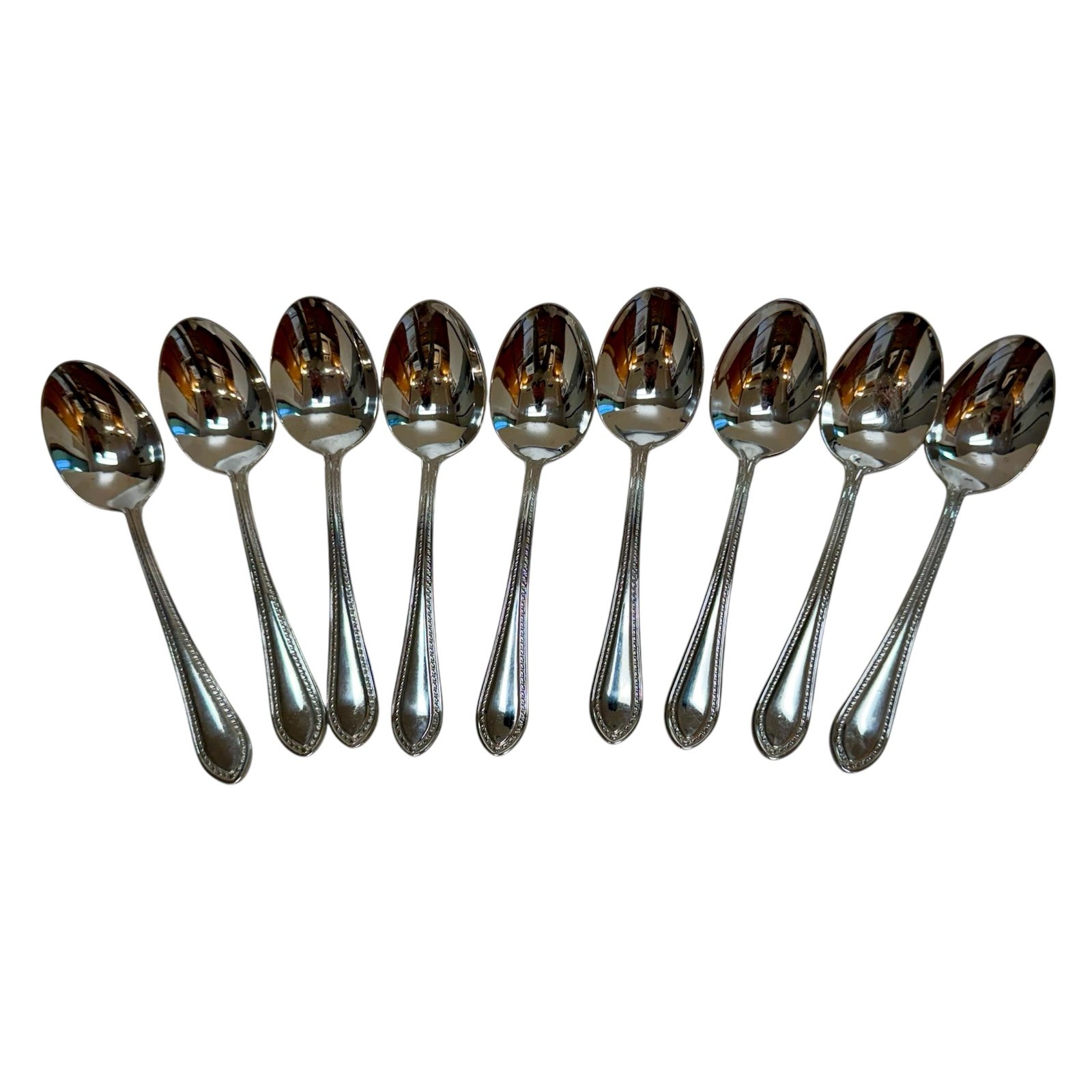 Reed & Barton Traditional Tanglewood 18/10 Set of 9 Stainless Steel Soup Spoons