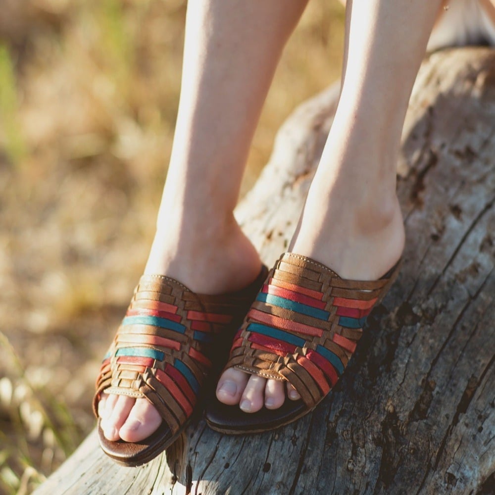 Roan by Bed Stu Marilee Multicolor Strappy Leather Slide Sandal- Sz 8.5
