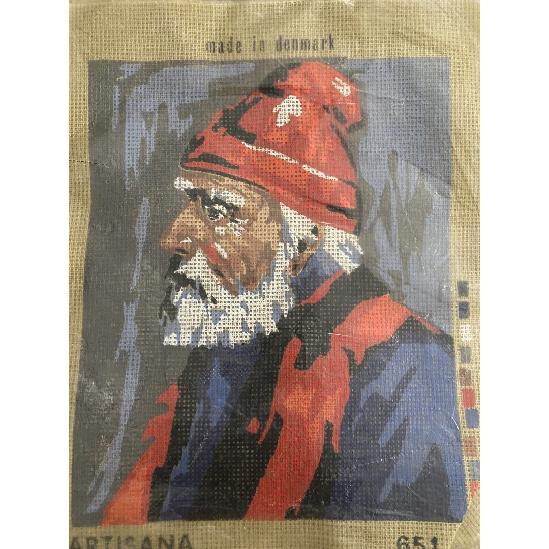 Vintage Dewyn 651 Artisana Old Man Needlepoint Kit Denmark 8 x 10