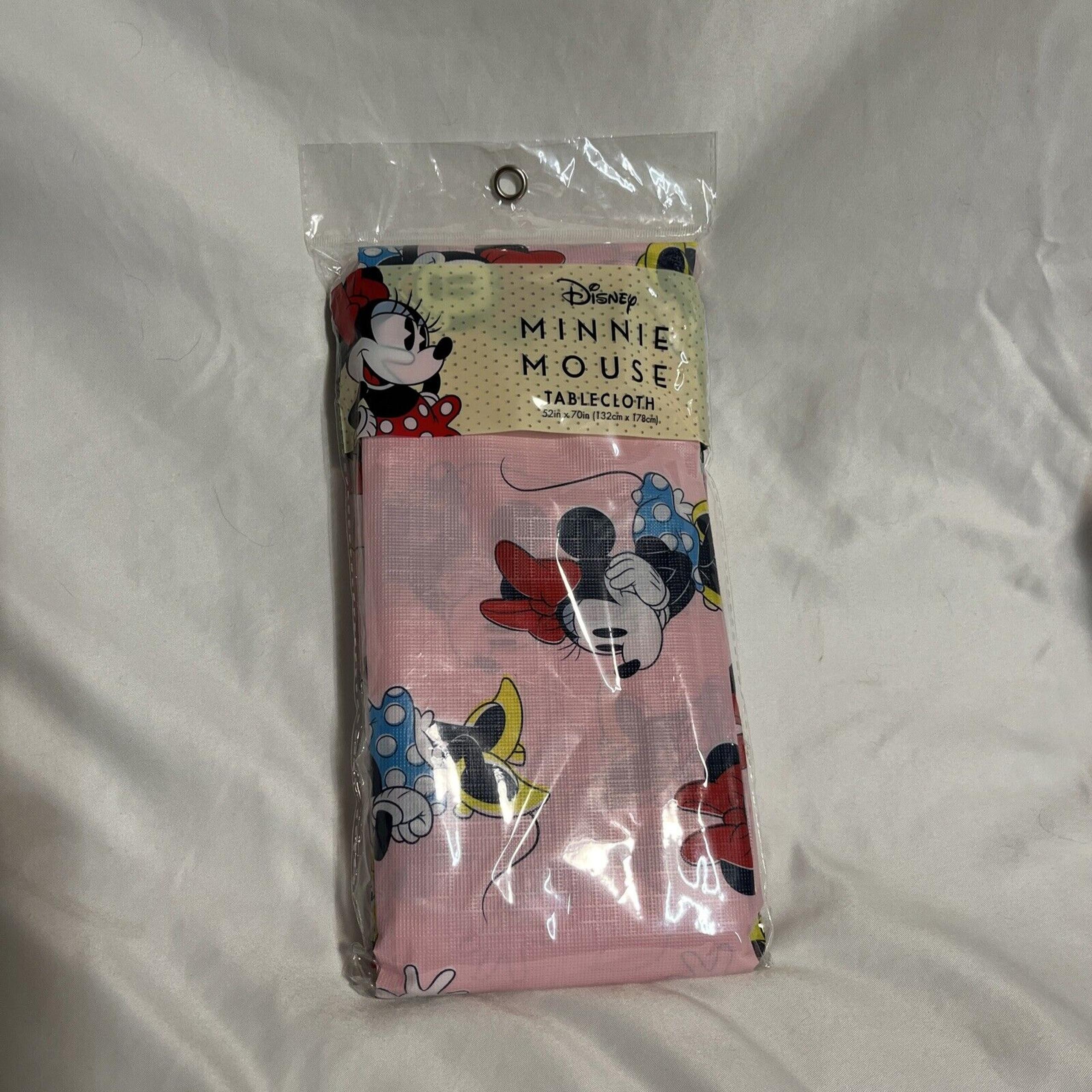 NWT-Disney Minnie Mouse 52” x 70” Pink Vinyl Tablecloth Retro Style Reusable
