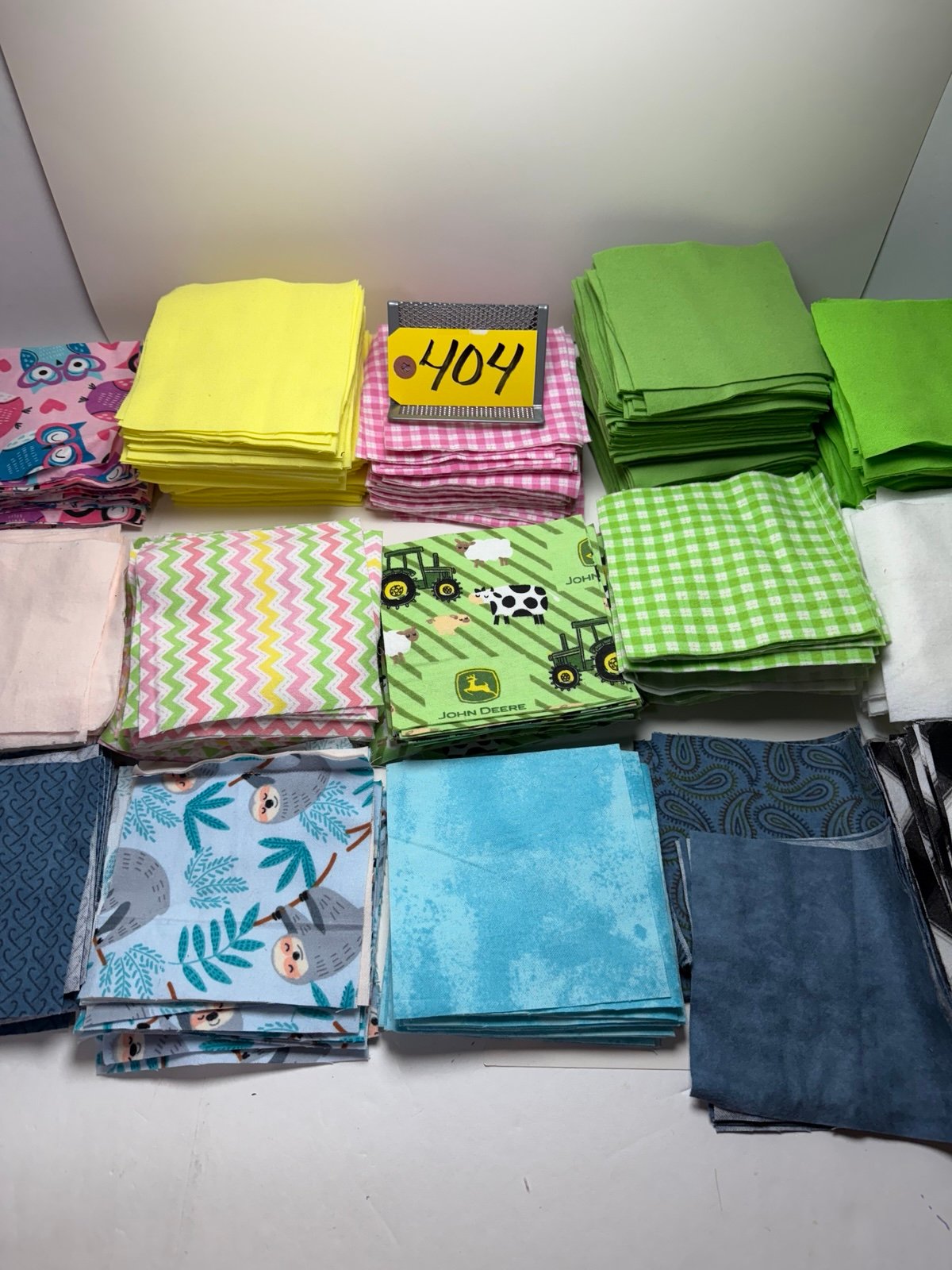 Fabric cotton flannel 5 inch squares greens pinks yellows rag quilting 404/ship
