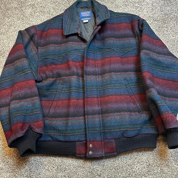 Vintage Pendleton high grade western wear multicolor wool full zip jacket size L