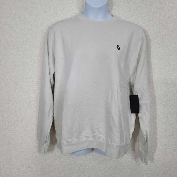 Spiritual Gangster Beige Cream SG Embroidered Monogram Classic Hoodie Large