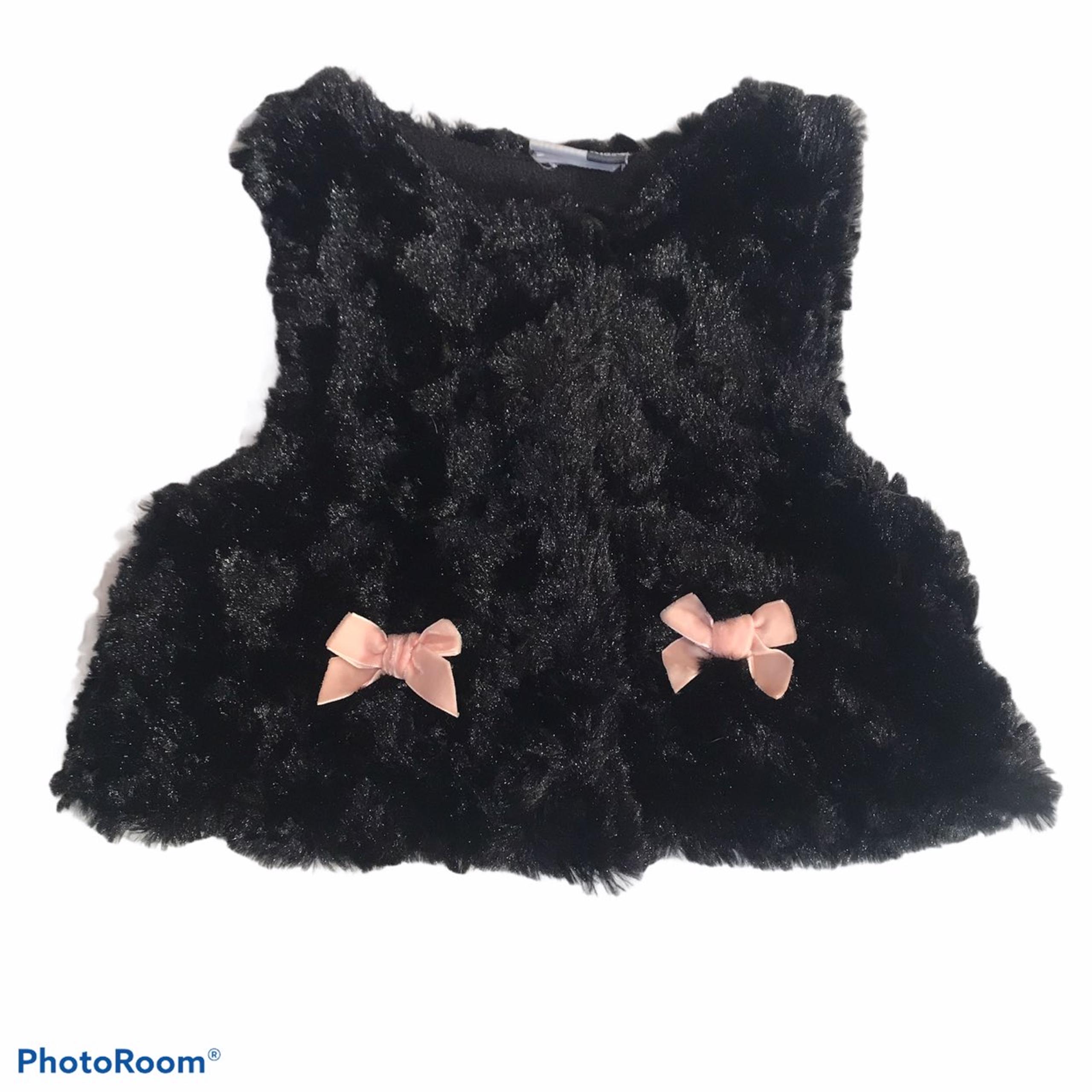 Vitamins Kids Blk Faux Fur Vest 18-24 Mo