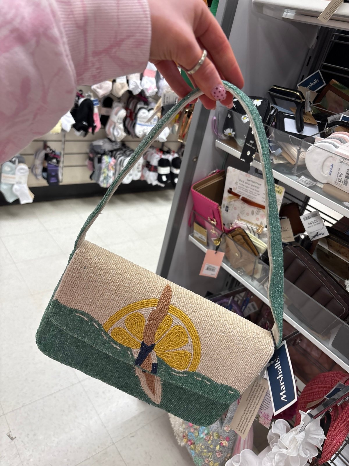 trending marshall’s lemon beaded bag