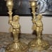 8 1/4 High Ornate Brass Figurine Man Antique Candle Stick Holder Set of 2
