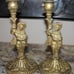 8 1/4 High Ornate Brass Figurine Man Antique Candle Stick Holder Set of 2