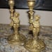 8 1/4 High Ornate Brass Figurine Man Antique Candle Stick Holder Set of 2
