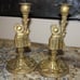 8 1/4 High Ornate Brass Figurine Man Antique Candle Stick Holder Set of 2